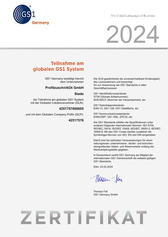GS1 Zertifikat 2024