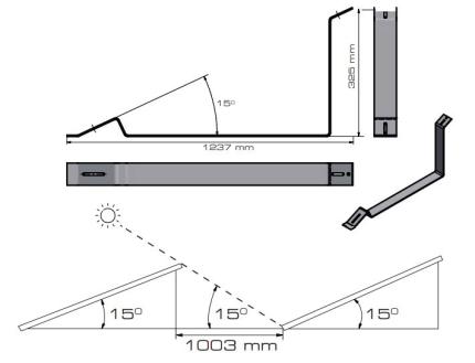 Flachdachständer PV 15 Grad mit EPDM Band Zeichnung