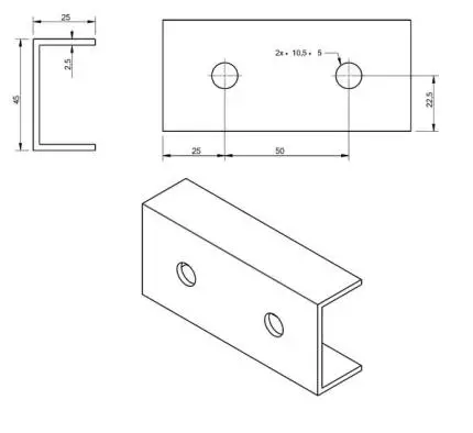 PV Profil Verbinder Schwarz 100 mm Masse