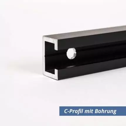 C-Profil Schwarz aus Aluminium 11x17x4 mm in 2mm Stärke Bohrungen