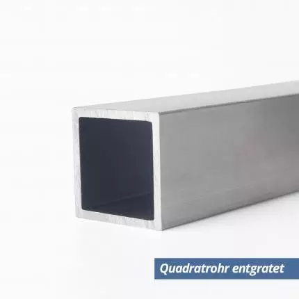 Quadratrohr aus Aluminium 20x20mm in 1,5mm Stärke entgratet