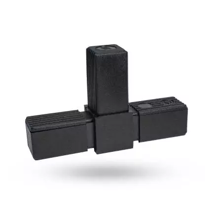 T-Stück Steckverbinder für Quadratrohr 30x30x2 mm in Schwarz ohne Stahlkern