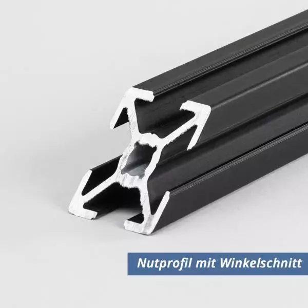 Alu Nutprofil 25x25 mm (eloxiert Schwarz) Winkelschnitt