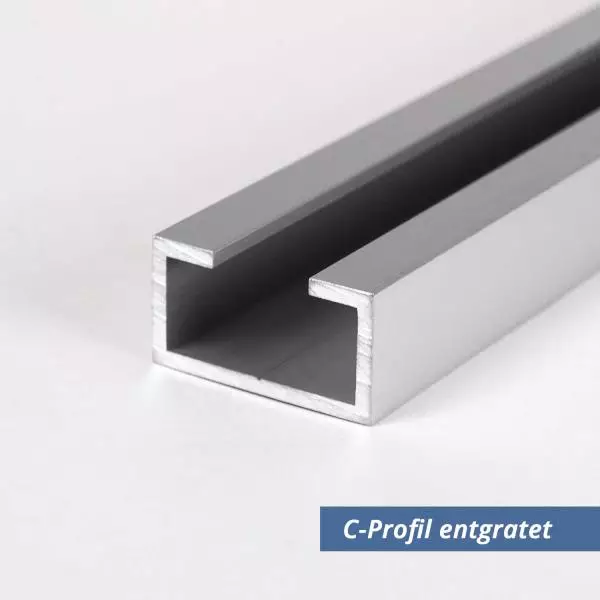 C-Profil aus Aluminium 11x17x4 mm in 2mm entgratet