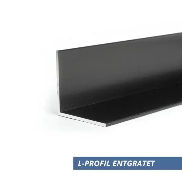 L-Profil Pulverbeschichtet schwarz entgratet 20x20x1,5mm