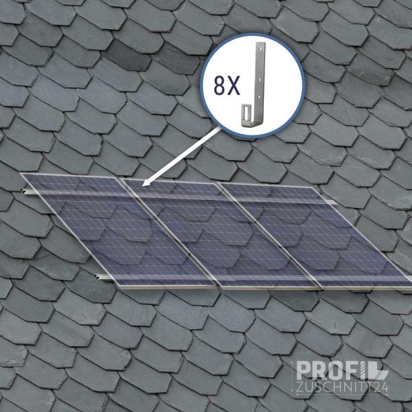 Solar Montagepaket Schieferdach 3 Module beispiel