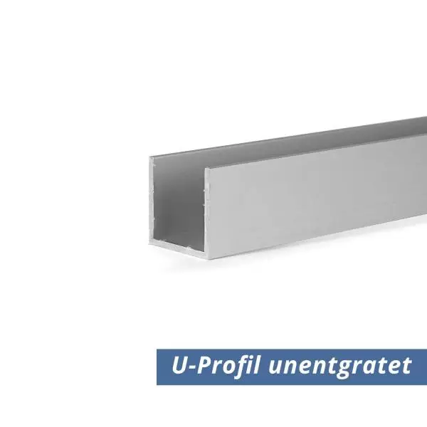 U-Profil aus Aluminium eloxiert in 20x10x20x2 mm unentgratet