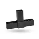 T Stück Steckverbinder für Quadratrohr 25x25x2 mm in Schwarz Glasfaserverstärkt